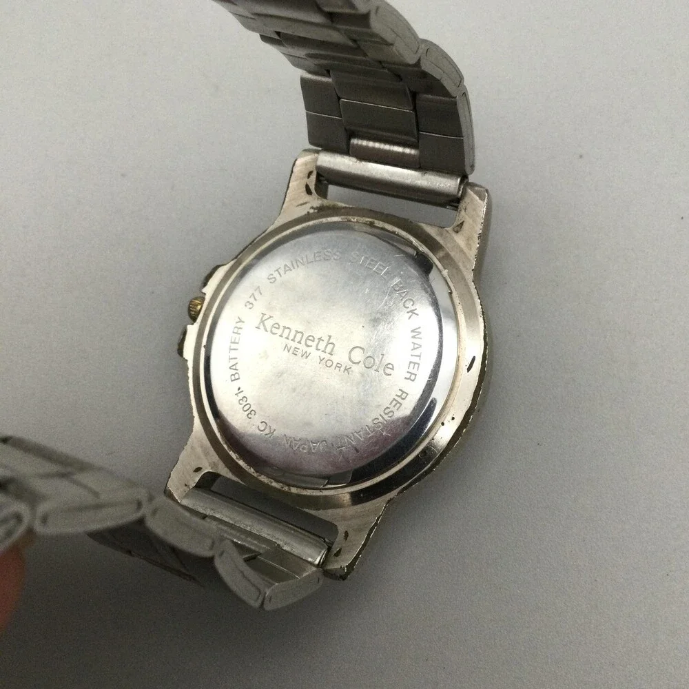 Kenneth Cole Mens Watch 38mm White Dial Steel Date 50M KC0302 New Battery 8